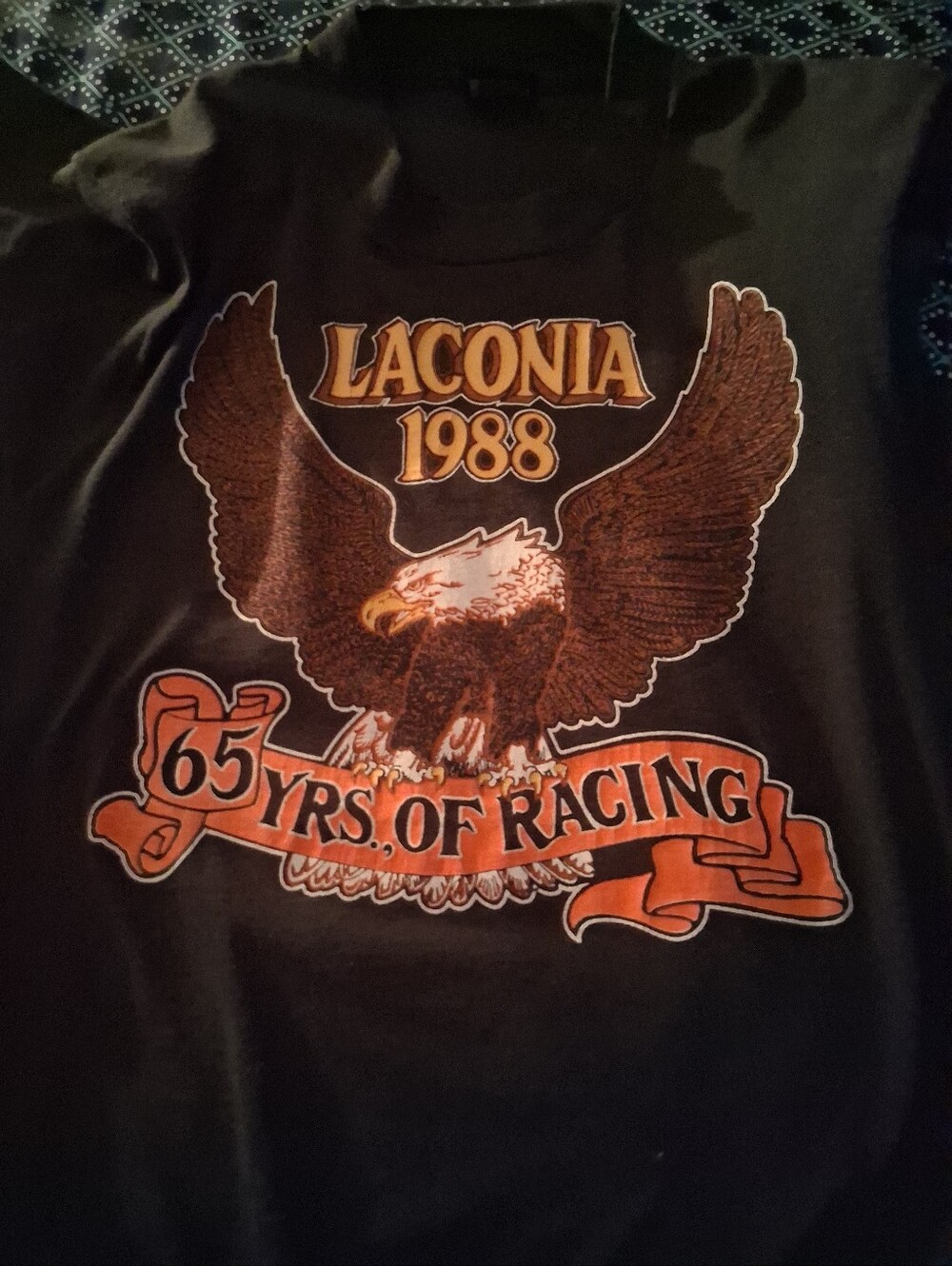Laconia 1988 Eagle Racing Graphic Tee - Black with Orange & White
